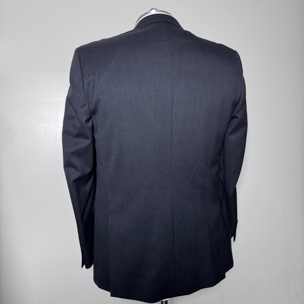 Linea Uomo 3-Piece Suit Mens 46L 38x31 Charcoal Gray Solid Wool Slim Fit - Picture 3 of 6